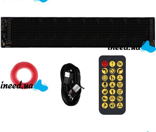 Гибкий экран Matrix Panel JTPD-03-011 9.2х37.4 см 16х64 LED светодиодная рекламная RGB лента в авто, бегущая строка с пультом и Bluetooth WiFi