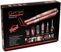 Мультистайлер для укладки Gemei GM-4831 7 в 1 фен щетка с насадками 2200W плойка щипцы Gemmy для сушки, завивки, выпрямления и объема волос Розовая