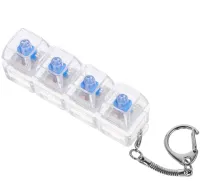 Брелок антистресс кейкап Switch Keychain SK-04 прозрачная игрушка кликер с 4 механическими клавишами, карабином для ключей и RGB подсветкой Jedel