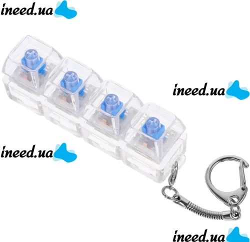 Брелок антистресс кейкап Switch Keychain SK-04 прозрачная игрушка кликер с 4 механическими клавишами, карабином для ключей и RGB подсветкой Jedel