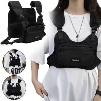 Tough Slhs 125 tactical vest chest bag with 2 compartment pockets, headphone output and adjustable chest straps Black