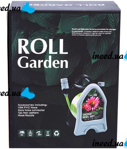 Садовый поливочный набор Roll Garden Hose Reel LY-907 водяной шланг 10 м на катушке с пистолетом распылителем 3/8" комплект для полива 7 режимов