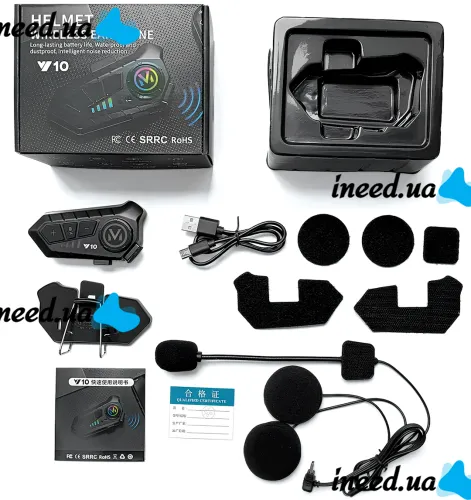 Беспроводная гарнитура на шлем Helmet Wireless Earphone Y10 с мягким микрофоном и шумоподавлением, мотогарнитура с сенсорным управлением и Bluetooth