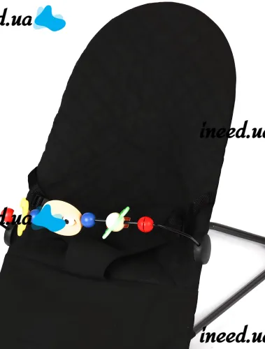 Детский шезлонг качалка Love Baby M00042-1 люлька с регулировкой наклона, дугой и игрушкой для новорождённого ребенка до 13 кг BabyBjörn Черная