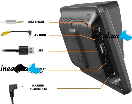 Автомобильный сенсорный монитор Carplay CJ-PTC208 7" портативный экран на присоске 1024х600 дисплей на лобовое стекло в машину CarPlay IOS Android