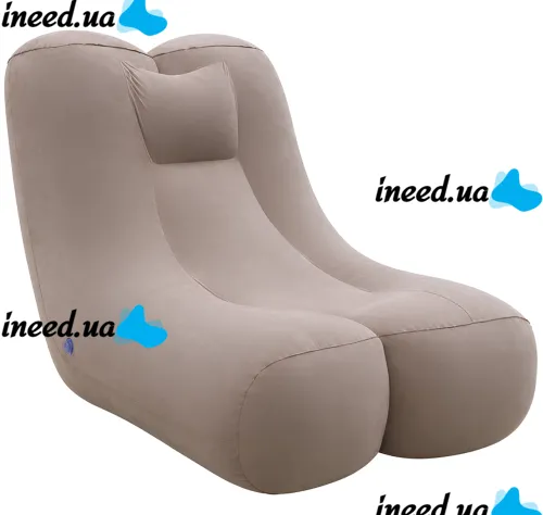 Надувное кресло мешок Inflatable Lounge Chair DL-484 до 115 кг для отдыха, одноместный безкаркасный диван с подголовником 115×96×75 см Бежевый