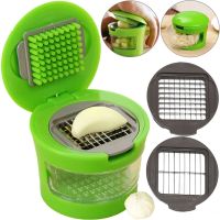 Ручной пресс измельчитель чеснока Garlic Chopper кухонная чеснокодавка для мелких продуктов, чесночница со съемным контейнером и насадками Зеленая