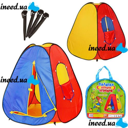Children's play tent Pyramid Bambi M0506 with pegs with carrying bag, Folding teepee MAG-899 144x244x104 cm for children from 3 years old