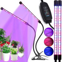 Светодиодная гибкая фитолампа Grow Light 2 ветки для выращивания комнатных растений и рассады, светильник на 2 лампы Полный спектр USB с таймером