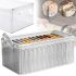 Universal closet organizer Storage Box LY-706 48x20x20 cm transparent fabric basket with a frame for storing clothes and underwear 27 l White