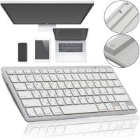 Беспроводная ультратонкая Bluetooth клавиатура Wireless Keyboard X5 Silver для ПК компьютера и планшета с блютуз на батарейках X-5 Серебряная