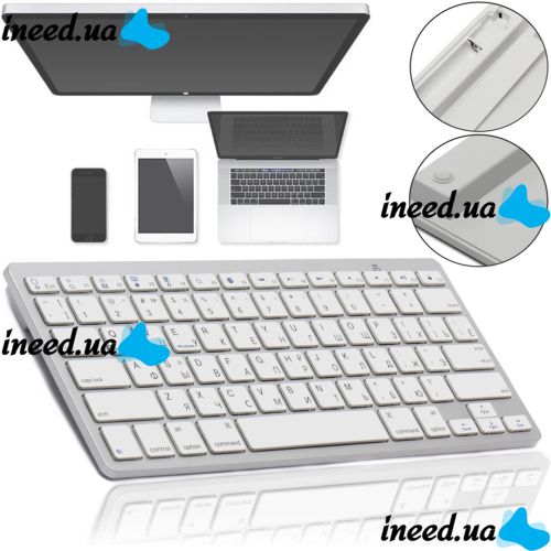 Беспроводная ультратонкая Bluetooth клавиатура Wireless Keyboard X5 Silver для ПК компьютера и планшета с блютуз на батарейках X-5 Серебряная