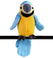 Интерактивный говорящий Попугай Talking Parrot K14802-3 22 см детская мягкая музыкальная игрушка, повторюшка с микрофоном на батарейках Голубая