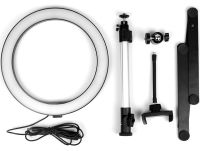 Кольцевая лампа со штативом LED Ring Light QX-206 26 см светодиодное селфи кольцо с подставкой и держателем для настольной сьемки 3 режима свечения