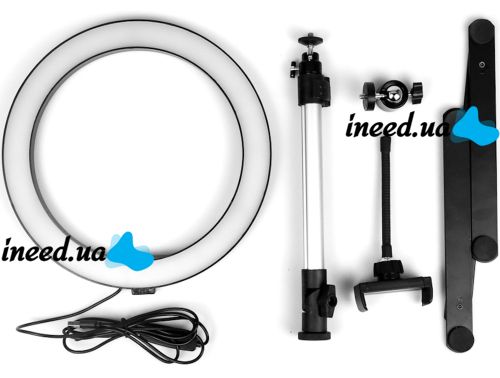Кольцевая лампа со штативом LED Ring Light QX-206 26 см светодиодное селфи кольцо с подставкой и держателем для настольной сьемки 3 режима свечения