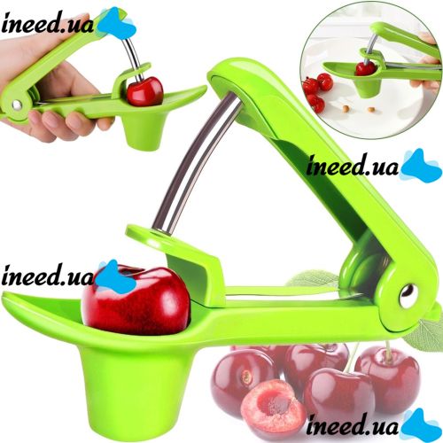 Машинка для удаления вишневых косточек Cherry Olive Pitter ручной прибор выдавливатель, вишнедавка для отделения косточек вишни и черешни Зеленая