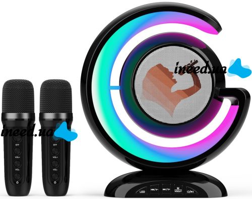 Портативный ночник с караоке Lightshow YS-110 настольная беспроводная лампа с Bluetooth колонкой, двумя микрофонами и светодиодной RGB подсветкой