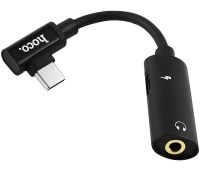 Переходник Hoco LS19 2 в 1 Jack 3.5мм Type-C аудио адаптер на 2 гнезда, конвертер для подключения зарядки и наушников к телефону Audio Converter