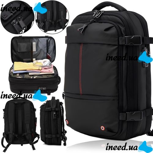 Airback Vacuum Backpack 8897 40 liter city shoulder bag with code lock, hand luggage with vacuum compartment and USB MAG-910 pump