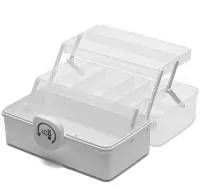 MVM PC-16 28x15x14 cm M plastic storage organizer, home medicine cabinet with sliding shelves 3067-2 White