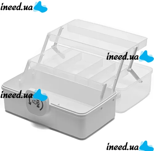 MVM PC-16 28x15x14 cm M plastic storage organizer, home medicine cabinet with sliding shelves 3067-2 White