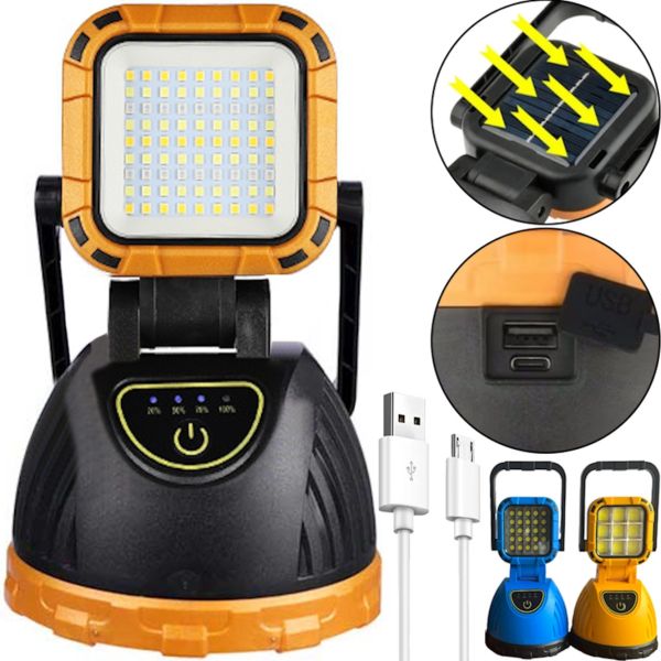 Rechargeable Handheld LED Flashlight Lamp Solar Hi Sheen HS-8033 with Solar Panel and Handle 81COB, Portable LED Flashlight Power Bank from USB
