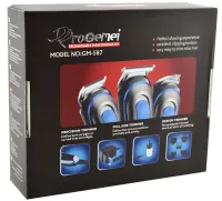 Gemei GM-587 cordless hair trimmer is a professional cordless beard and mustache trimmer with interchangeable attachments.