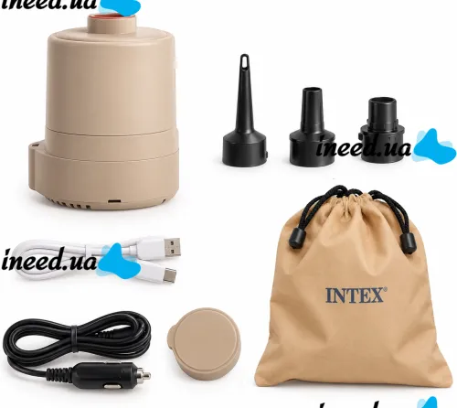 Надувной одноместный матрас Intex 64428 190х100х40 см до 150 кг, надувная кровать на 1 место с встроенным электронасосом от Type-C 4000mAh JR-5061