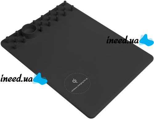 Килимок для миші з бездротовою зарядкою Wireless Charging Mouse Pad RK800 ігрова поверхня Qi для мишки з органайзером для візиток і проводів 