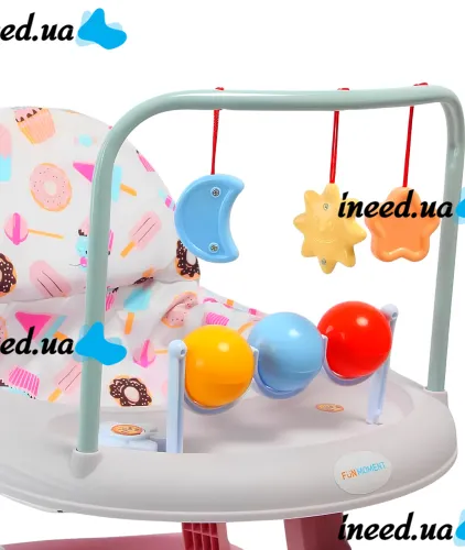 Детские игровые ходунки Fun Moment X-624 с музыкальной панелью, развивающие складные бегунки с погремушками на колесиках для малышей от 6 месяцев