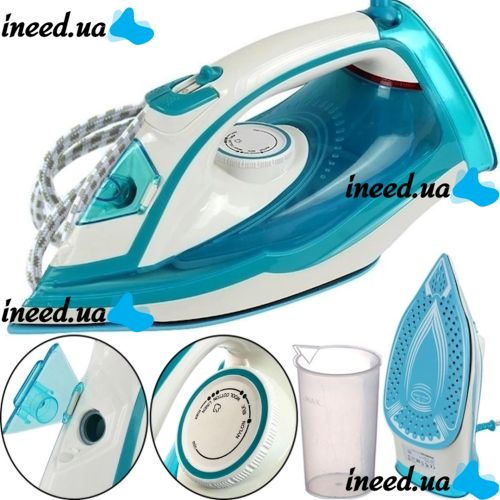 Manual steam iron Operatec OP-1003 2200W with ceramic sole steam regulator for ironing clothes OP1003 with steam from the mains 2200W Blue