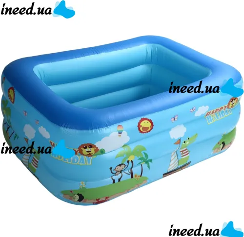 Детский надувной бассейн для купания Bestway JH-TZ13003 120x90 см прямоугольный игровой бассейн с мягким дном и сливом для малышей от 1 года VEN-1450