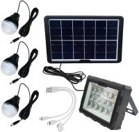 Переносная солнечная станция GDLite GD-106 портативный LED фонарь прожектор с 3 лампами и повербанком на солнечной батареи 4000 мАч GDTimes ZB-28