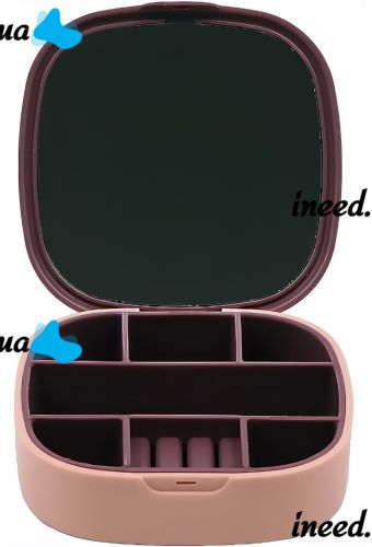 Органайзер для бижутерии с зеркалом Jewerly Storage Box LD-988 дорожная мини шкатулка на 7 отделений для украшений и ювелирных изделий 10х10 см