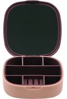 Органайзер для бижутерии с зеркалом Jewerly Storage Box LD-988 дорожная мини шкатулка на 7 отделений для украшений и ювелирных изделий 10х10 см