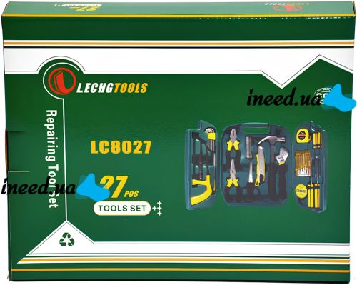 Набор инструментов для дома Lechg Tools LC8027 27 предметов в чемодане, универсальный комплект слесарных инструментов для ремонта в кейсе SJ8027