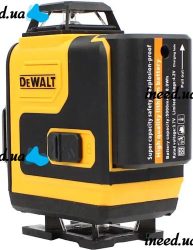 Лазерный уровень DeWalt DCLE34031N 4D 16-линейный зеленый луч на 2 аккумулятора, нивелир для измерения пересечения линий на 360 со штативом в кейсе