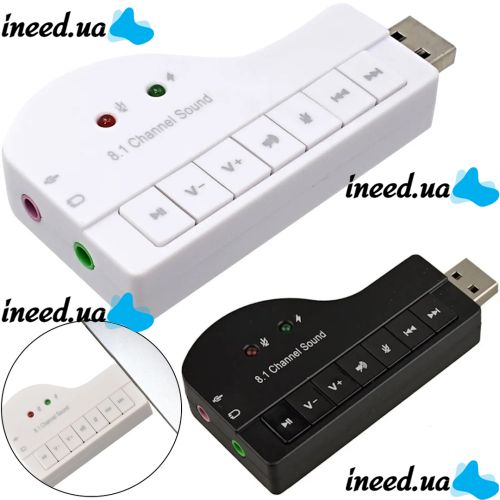 Зовнішня звукова карта USB 8.1 Piano зовнішній звуковий адаптер для ноутбука і ПК комп'ютера, Аудіокарта юсб з кнопками управління 8.3х4.3 см