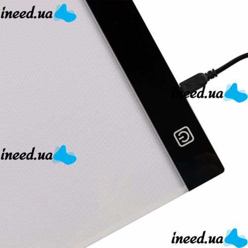 Світловий графічний планшет A4-F-USB для малювання та копіювання з LED-підсвіткою, Світлодіодна дошка для малюнків 3 режими яскравості від USB чорна