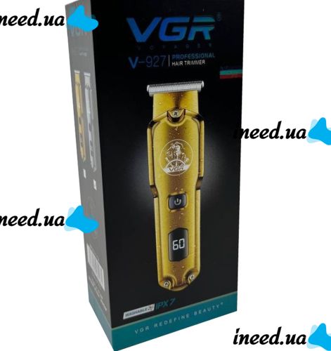 Беспроводная машинка для стрижки волос и бороды VGR V-927 профессиональный водонепроницаемый триммер с насадками на аккумуляторе с LED-дисплеем USB
