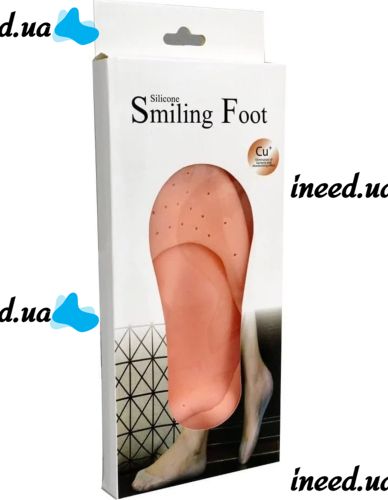 Универсальные силиконовые носки для ног и пяток Smiling Foot нескользящие защитные накладки для защиты от мозолей Anti-crack silicon socks Бежевые