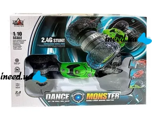 Трюкова машинка перевертиш Dance Monster RQ-2028 Green на радіокеруванні, всюдихід трансформер на пульті управління, Зелена