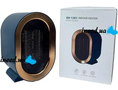 Настольный керамический обогреватель тепловентилятор Indoor Heater XH-1201 1200W, Напольный электрический тепловентилятор PTC 2 режима от сети 220В
