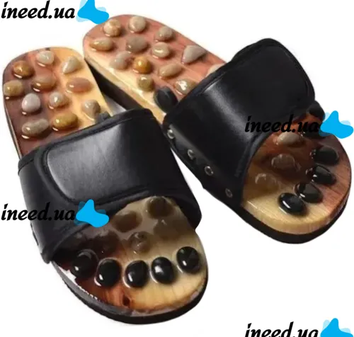 Массажные ортопедические тапочки jade health massage shoes BH-SMS-04 с акупунктурным эффектом для стоп ног, шлепанцы для массажа 36-45 размер Черные