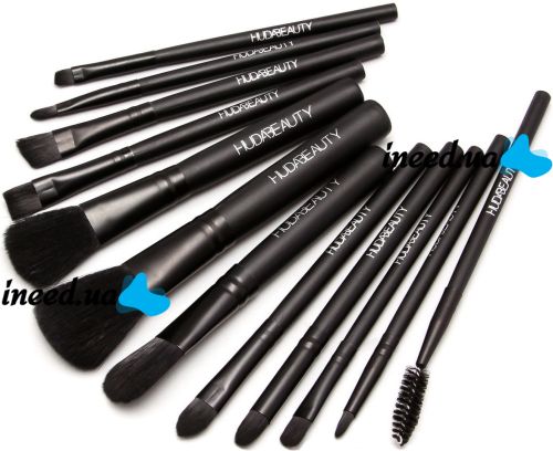 Набор кистей для макияжа Huda Beauty 12 штук, кисти для профессионального макияжа глаз, губ и лица, кисточки в металлической коробке