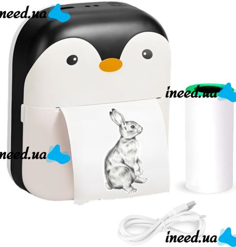Детский беспроводной мини термопринтер Penguin GM05 для печати фотографий и этикеток, блютуз принтер Пингвин с термопечатью A8 для Android IOS