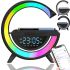 Desktop Smart Lamp Night Light 4 In 1 RGB BT-3401 Rechargeable with 15W Wireless Charging and Bluetooth Speaker, Light Sound Speaker Black