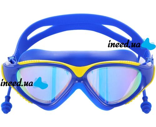 Очки для плавания Conquest Uv Shield Anti-Fog защитная маска с двойным регулируемым ремешком, берушами и защитой от УФ в чехле для бассейна 17х5 см