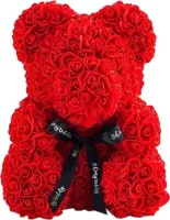 Маленький мишка из искусственных 3D роз Teddy Bear de Luxe 25 см Red, красный медведь Тедди
