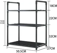 Кухонная полка органайзер Kitchen Storage Rack YX544-4 для хранения кухонных принадлежностей 3 яруса уровня, Стойка стеллаж с крючками для кухни